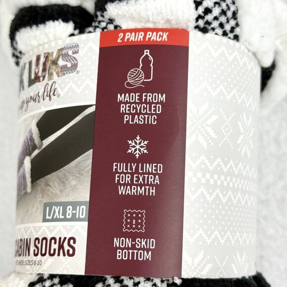 Muk Luks Womens Cabin Socks 2 Pair Pack L/XL 8-10 With Non-Skid Bottom - Picture 3 of 6